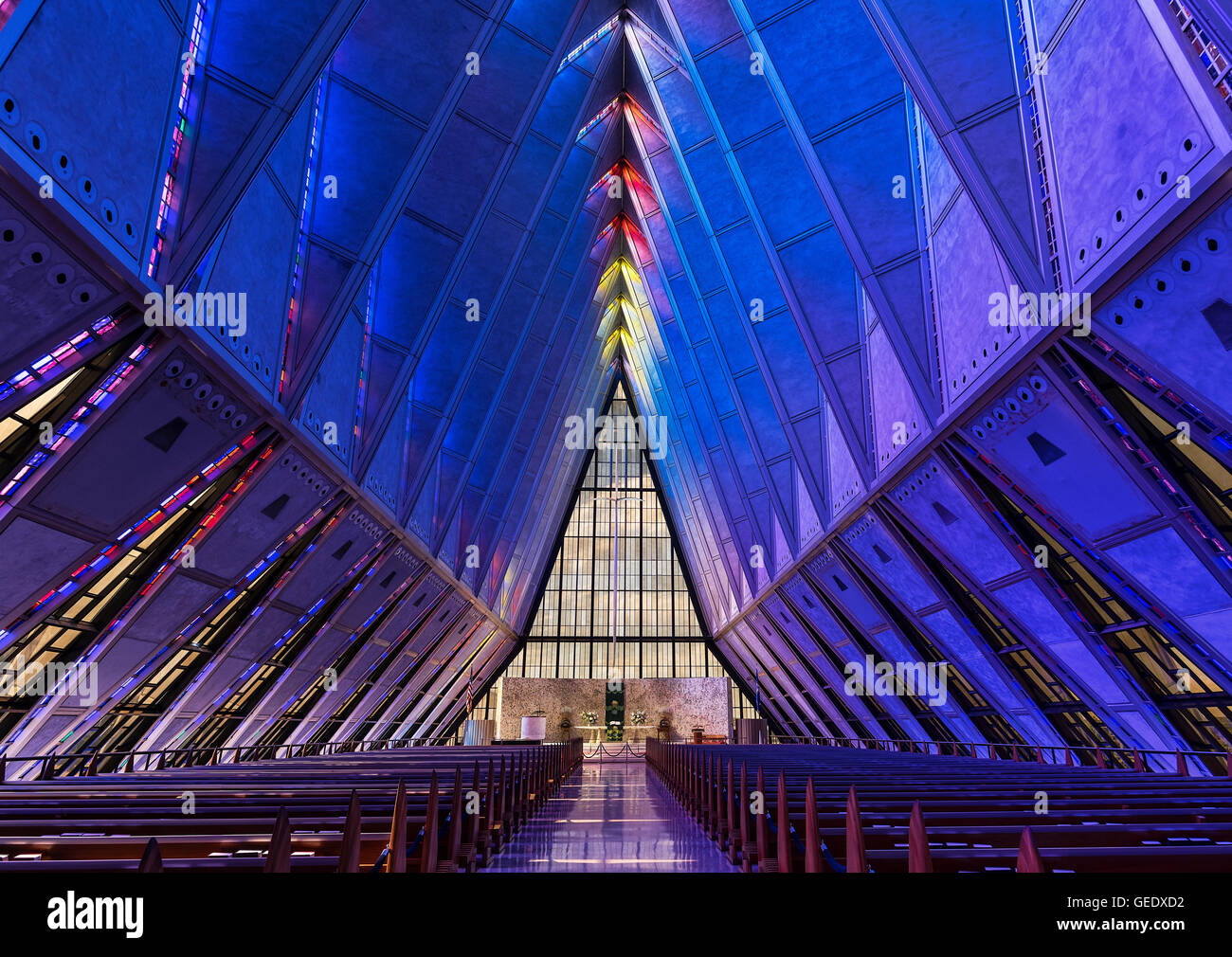 United States Air Force Academy Cadet Cappella, Colorado Springs, Colorado, Stati Uniti d'America. Foto Stock
