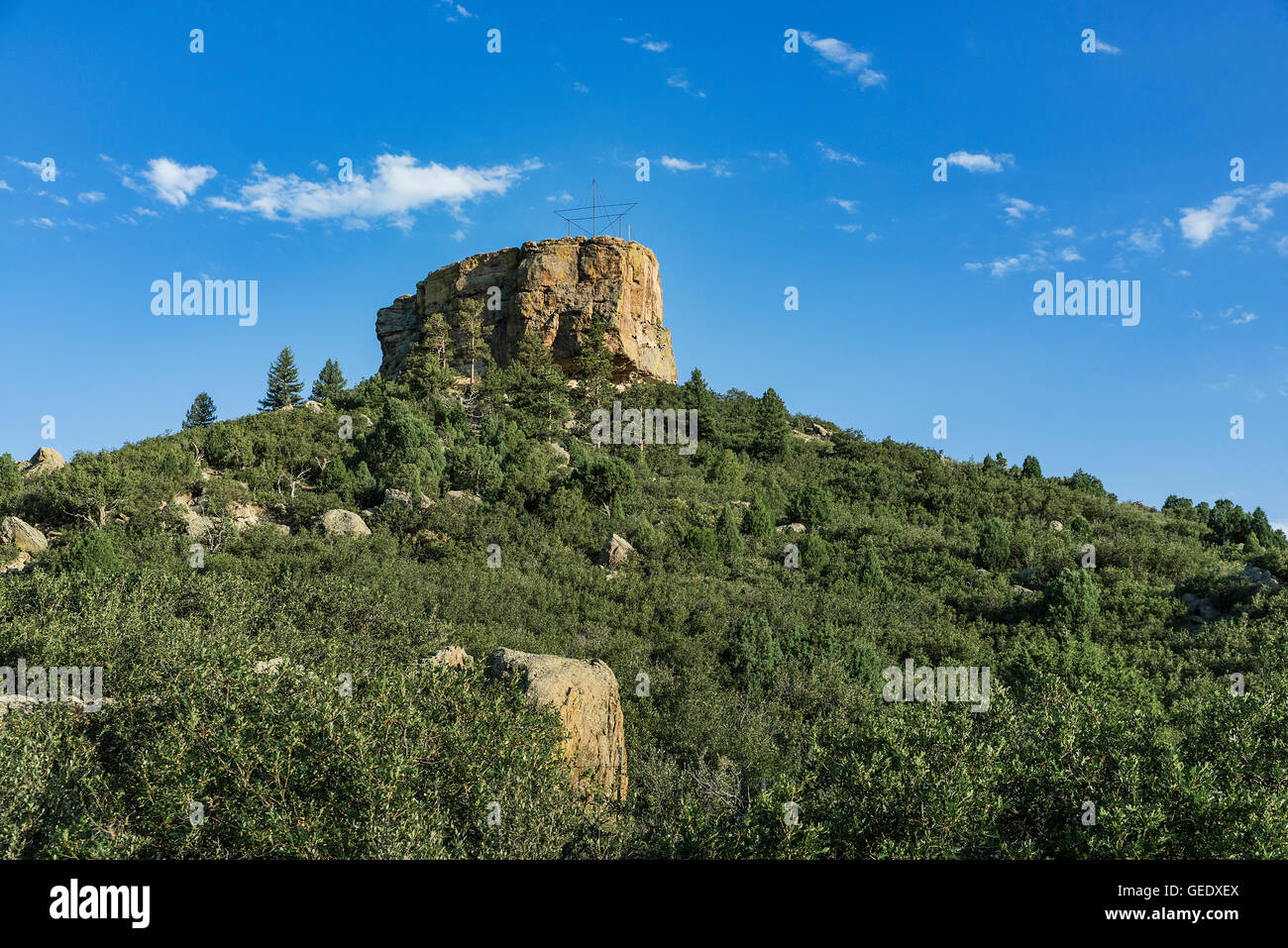 Castle Rock pietra miliare, Castle Rock, Colorado, STATI UNITI D'AMERICA Foto Stock