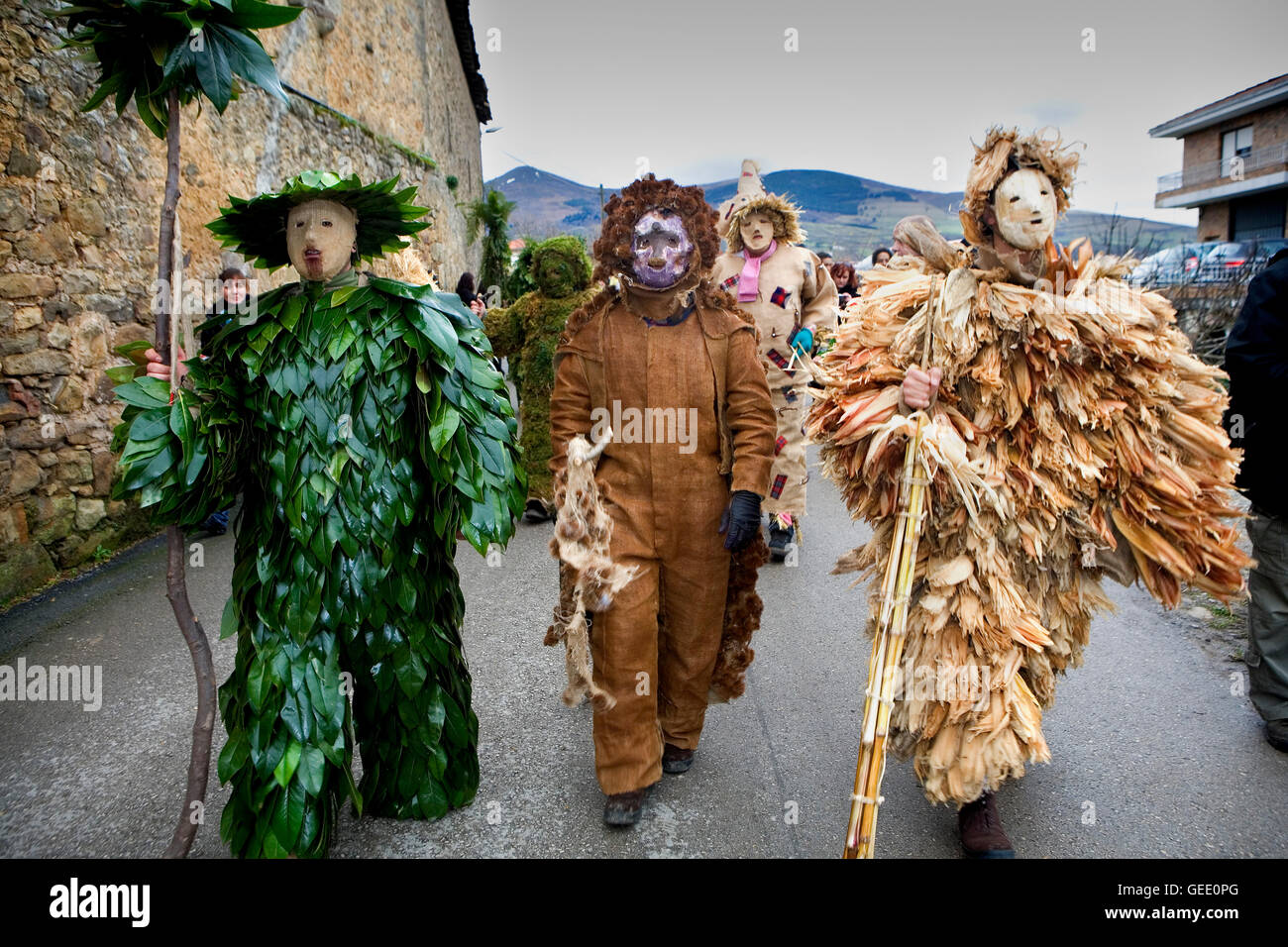 'La Vijanera carnevale,'Trapajones', Silio, Molledo. Cantabria, Spagna. Foto Stock