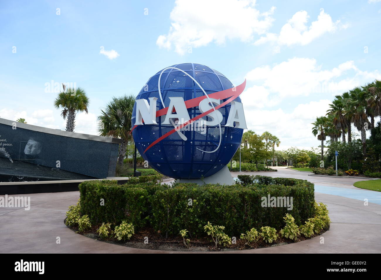Ingresso al Kennedy Space Center Visitor Center di Cape Canaveral, in Florida, Stati Uniti d'America Foto Stock