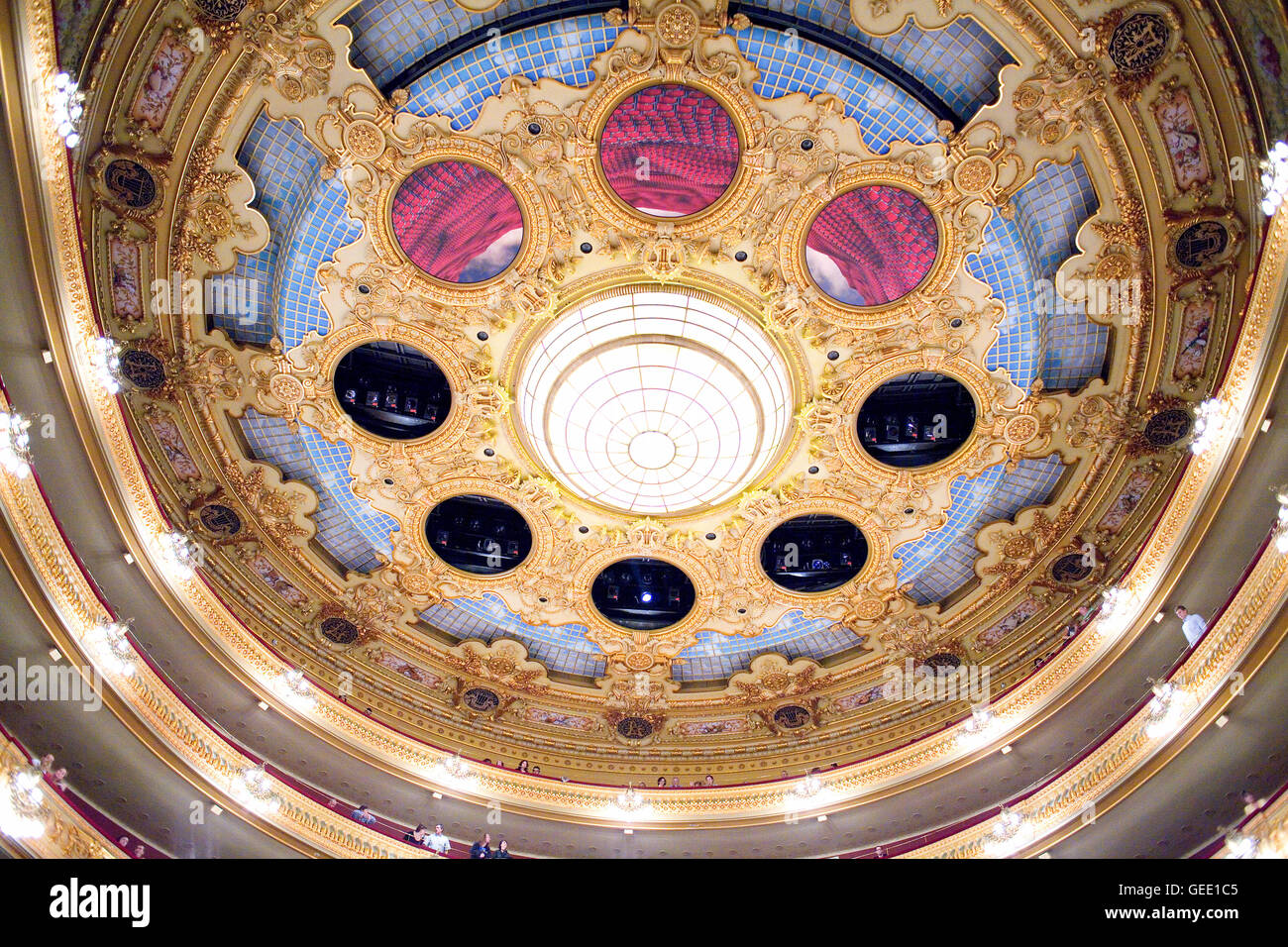 Soffitto del Gran Teatre del Liceu opera house, La Rambla, Ciutat Vella, Barcelona, Spagna Foto Stock