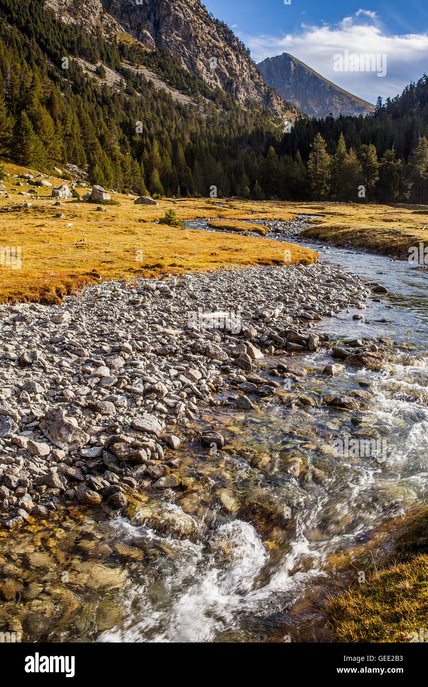 Area di Aigüestortes,Aigüestortes i Estany de Sant Maurici National Park,Pirenei, provincia di Lleida, Catalogna, Spagna. Foto Stock