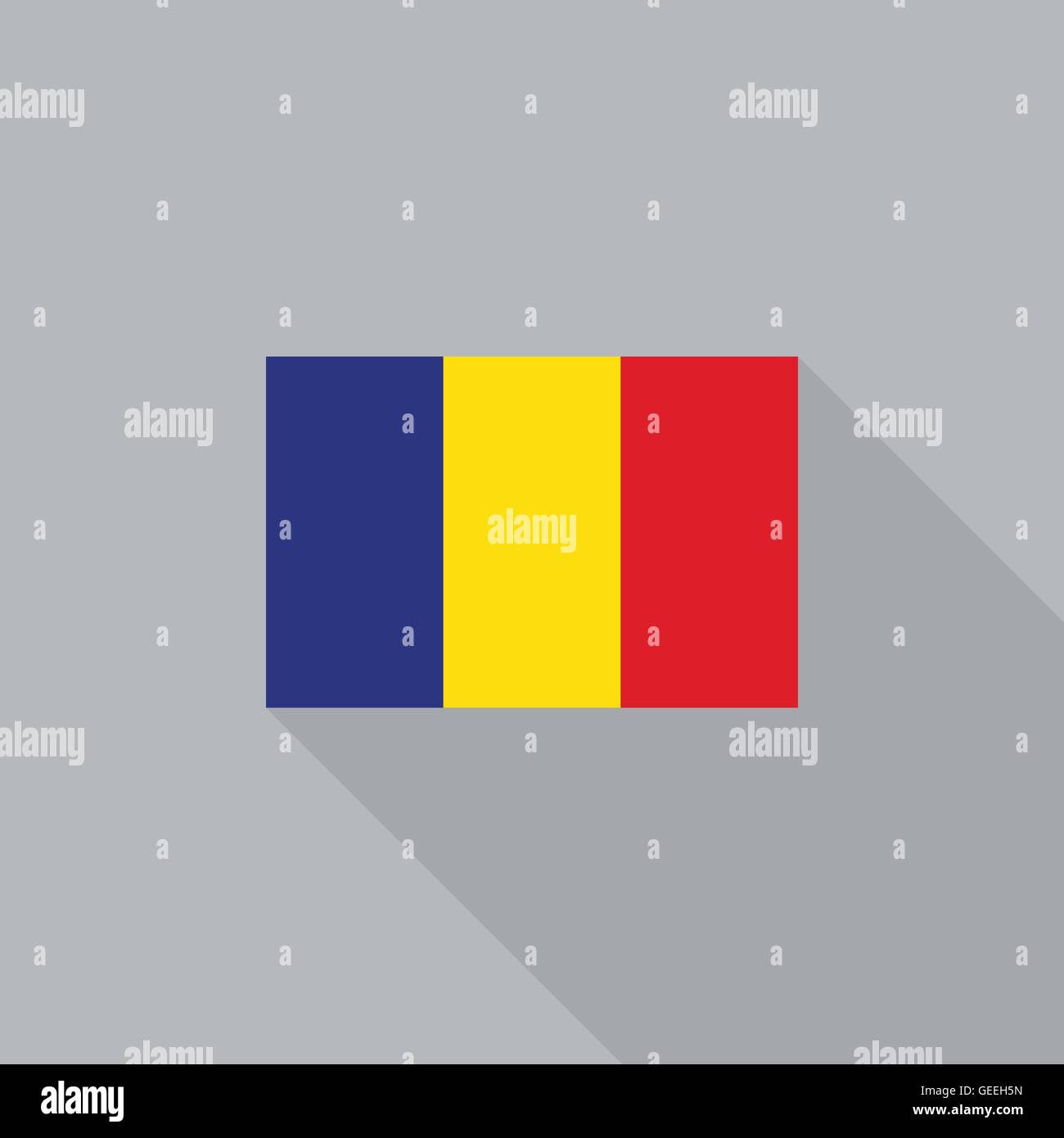 Bandiera della Romania design piatto illustrazione vettoriale Illustrazione Vettoriale