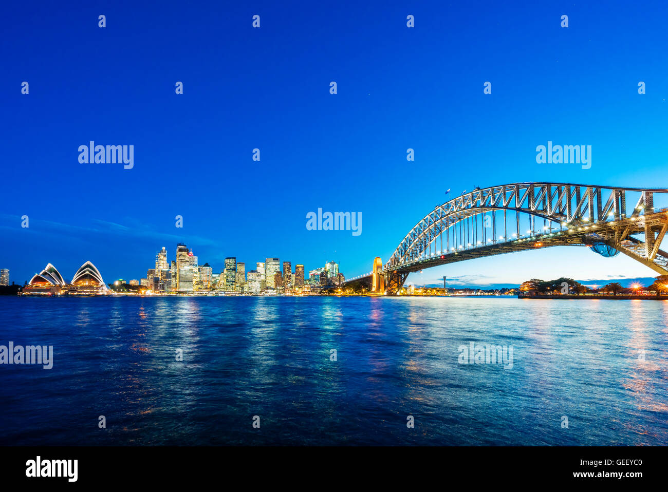 Sydney CBD e Harbour Bridge Foto Stock