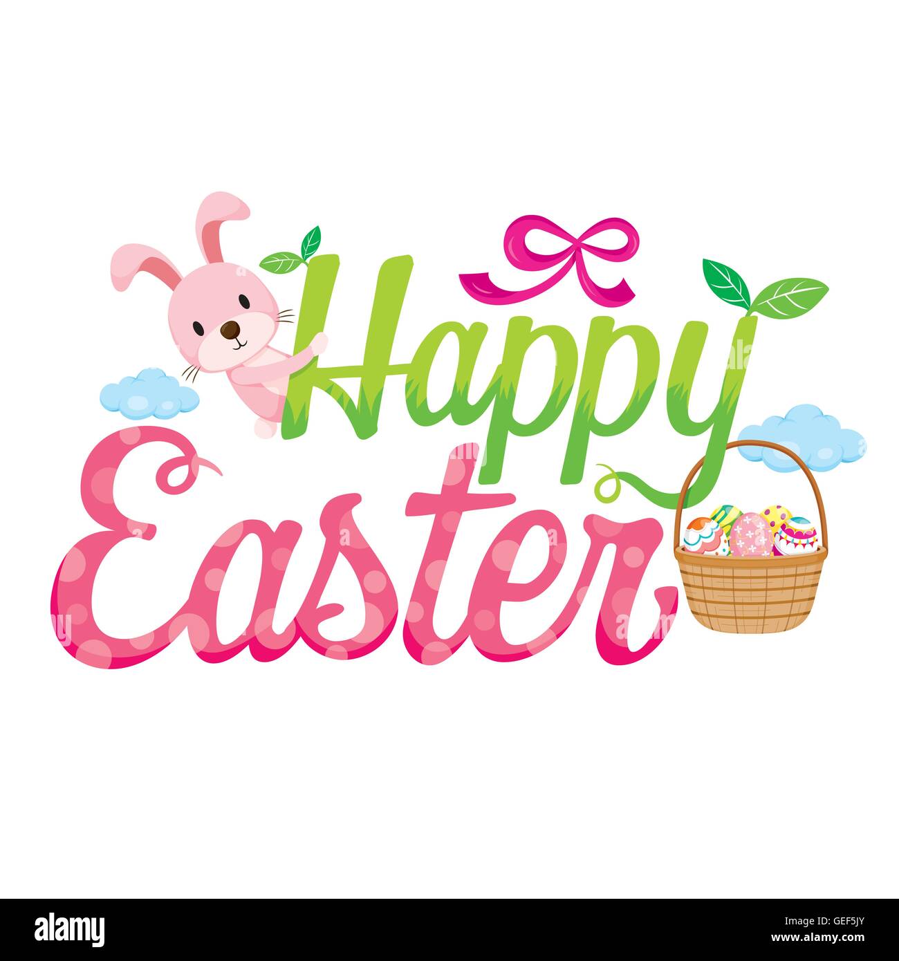 Felice Pasqua lettera decorare, stagione primaverile, animale, la natura, la decorazione di oggetti, feste, celebrazioni Illustrazione Vettoriale