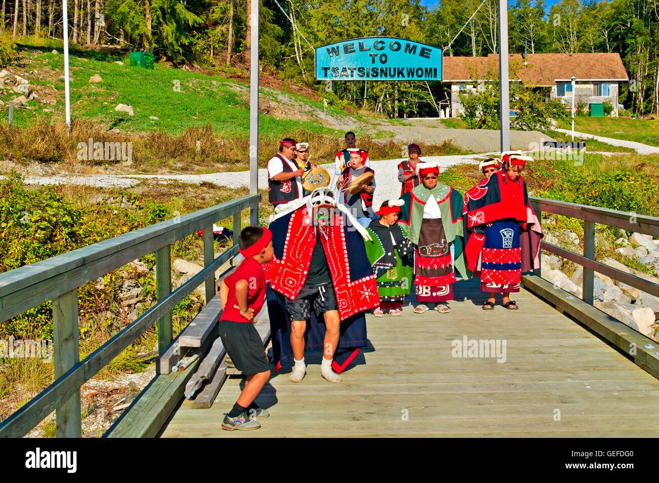 Geografia / viaggi, Canada, British Columbia, Tsatsisnukwomi, villaggio di Da'naxda'xw Tsatsisnukwomi, punto morto, Harbledown Isola, da'naxda'xw prima nazione, Cavaliere ingresso, Foto Stock