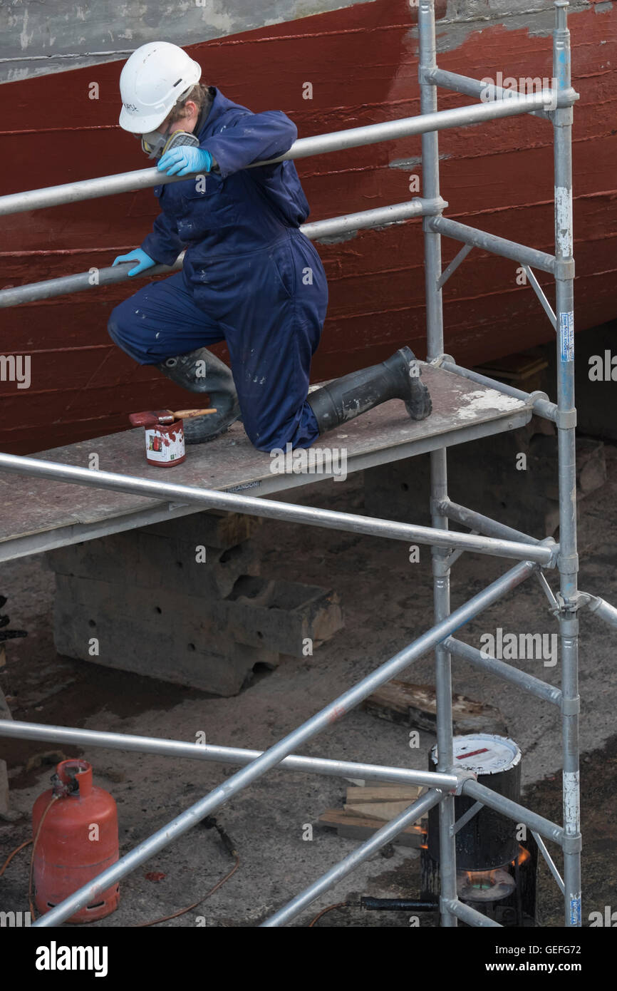 Nave a vela Kaskolet in bacino di carenaggio per le riparazioni e restauro Foto Stock