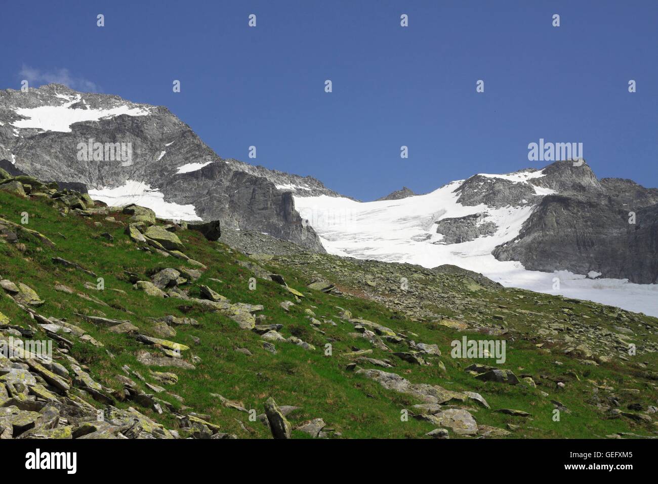 Grosser Loeffler, Tribbachspitze e Floitenkees, Alpi della Zillertal Foto Stock