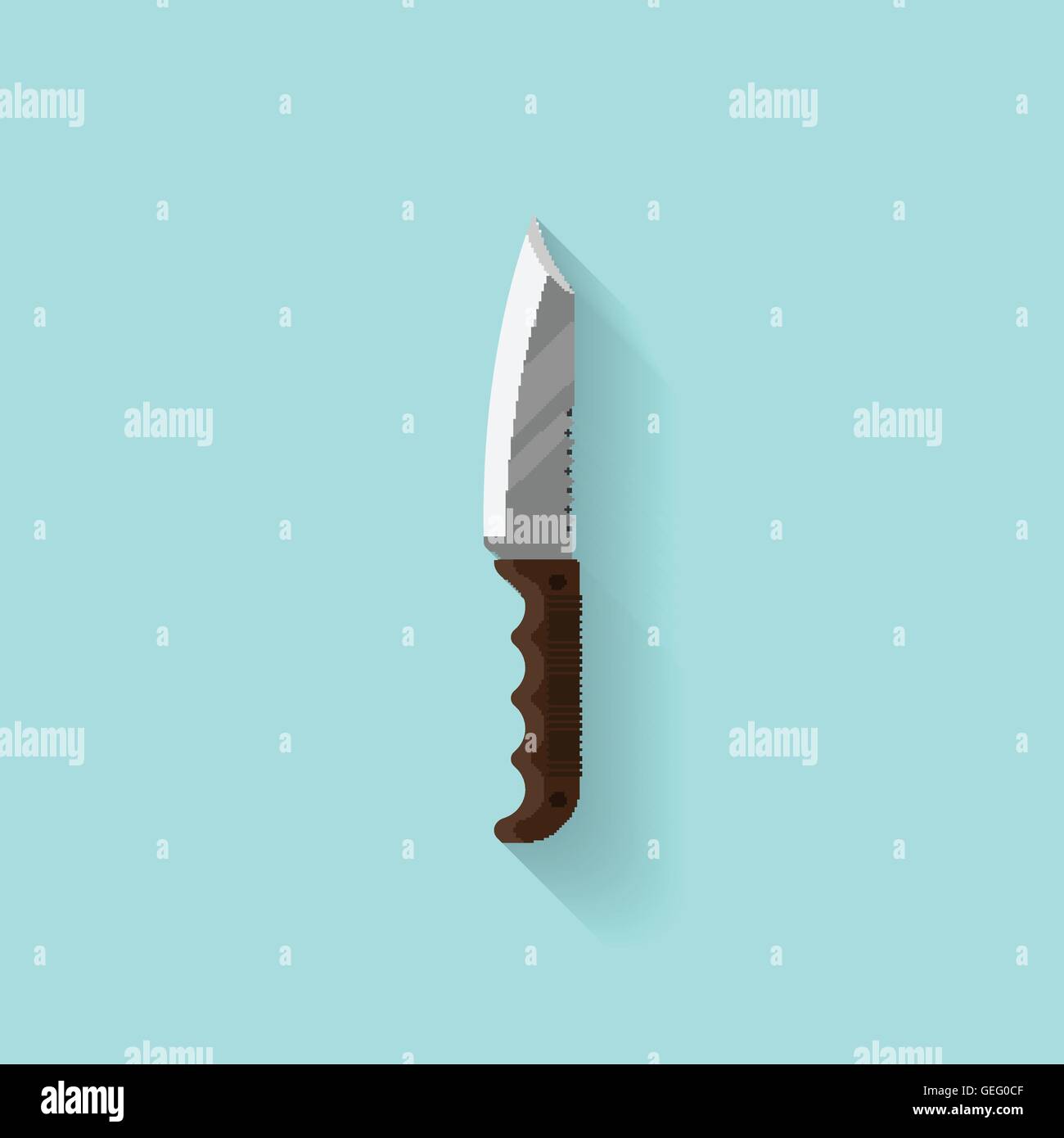 Coltello in uno stile piatto. Camping, viaggio,sopravvivere.illustrazione vettoriale. Illustrazione Vettoriale