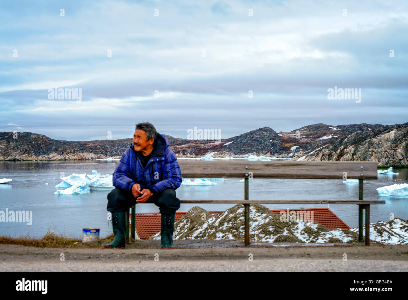 I ghiacciai sono sull'Oceano Artico a Ilulissat icebergs in Groenlandia Foto Stock