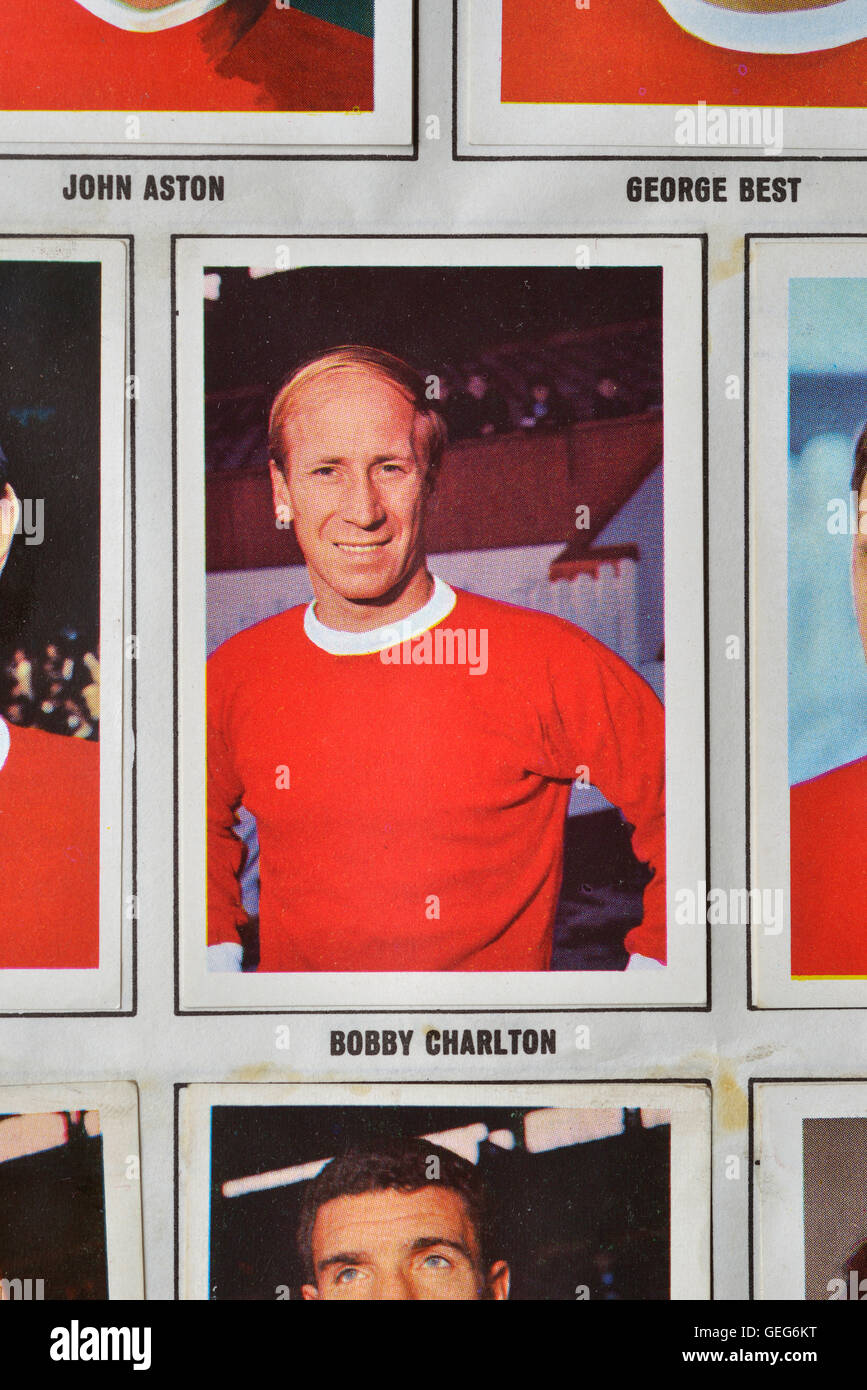 Il meraviglioso mondo di calcio stelle foto album timbro 1968-1969 di Bobby Charlton Foto Stock