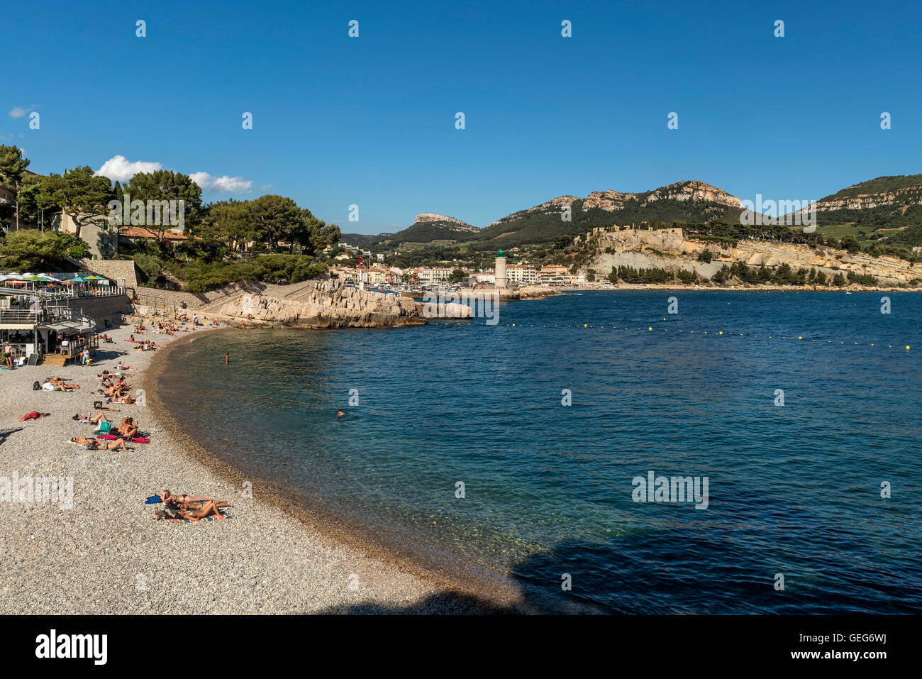 Plage du Bestouan, Cassis, Bouche du Rhone, Francia Foto Stock