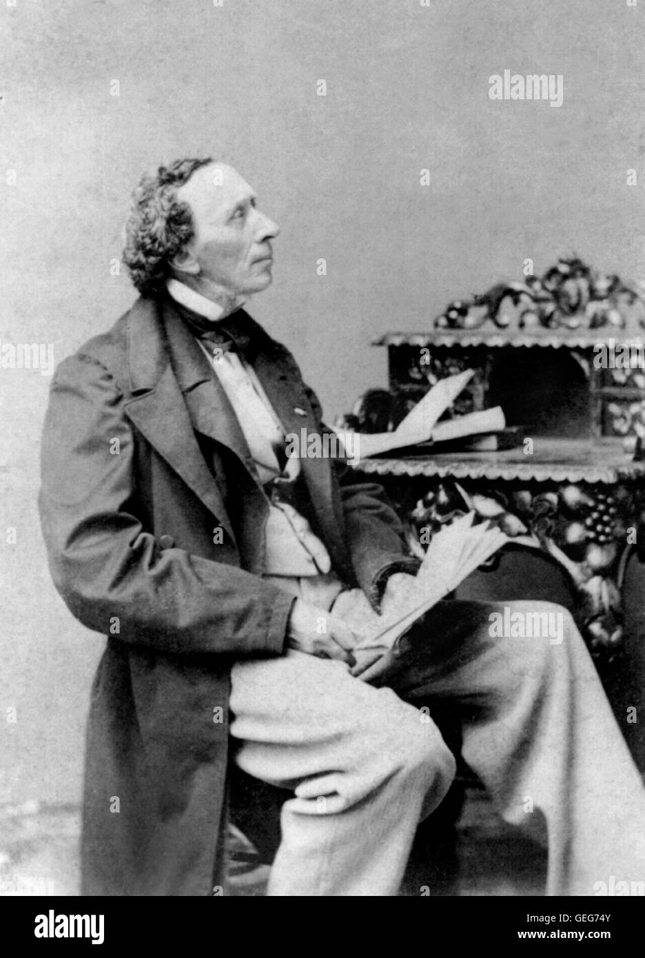 Hans Christian Andersen (1805-1875), l'autore danese famoso per le sue favole. La fotografia non datata da George E. Hansen. Foto Stock