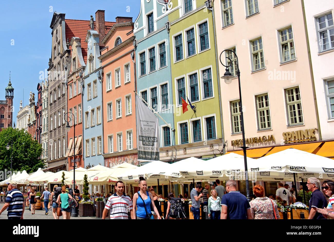 Ristorante su Market street a Danzica Polonia Foto Stock