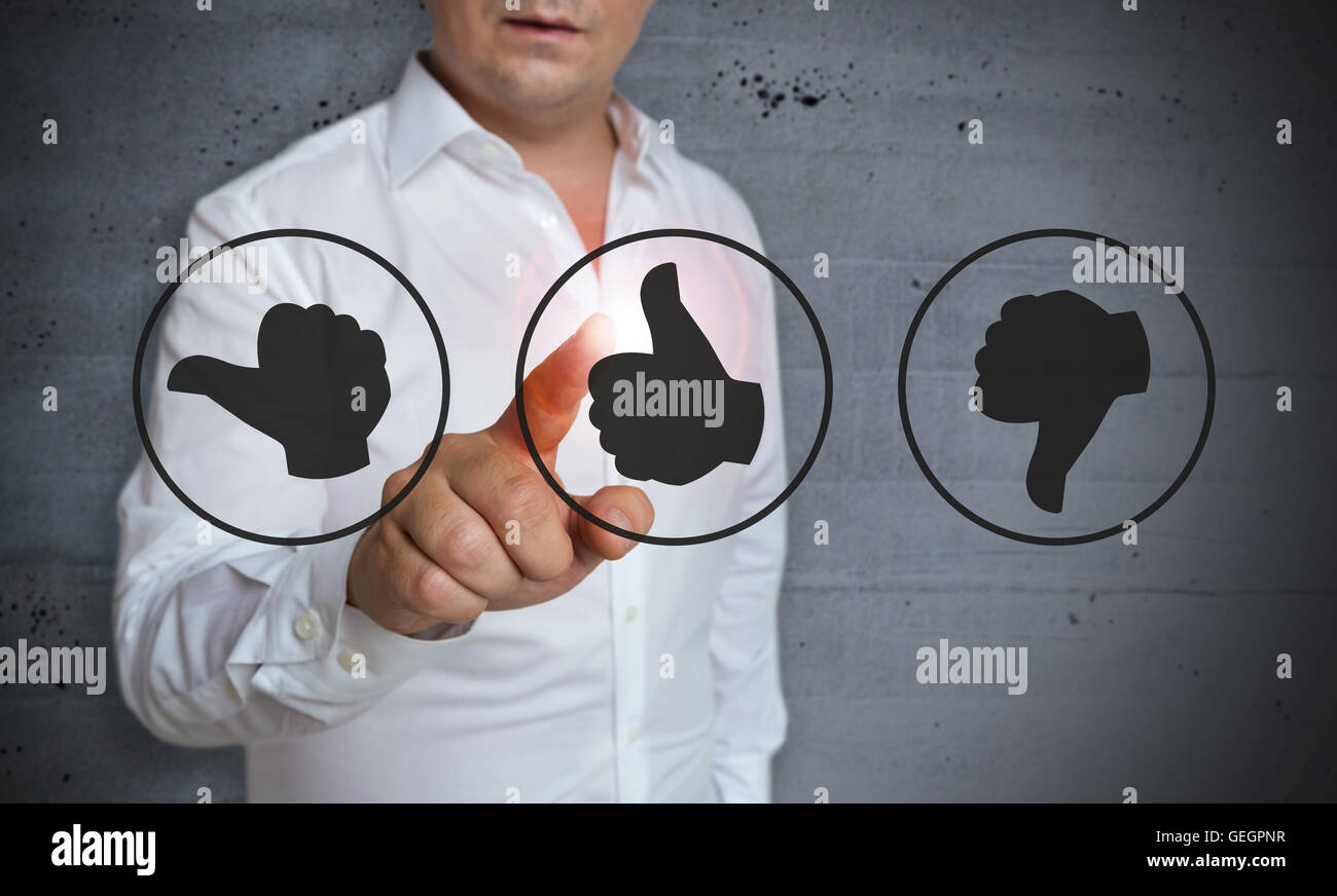 Le icone con il pollice per il cliente il concetto di revisione. Foto Stock