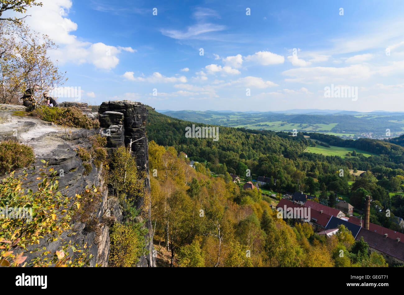 Tisá (Tissa, Tyssa) : Tisá pareti (Tiské stěny) e viste di Tisa in Svizzera boema ( České Švýcarsko ), Repubblica Ceca, Stati Uniti Foto Stock