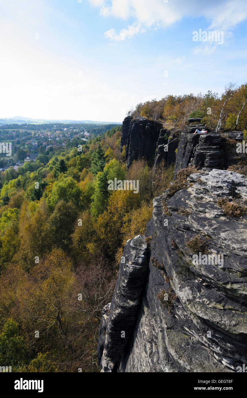Tisá (Tissa, Tyssa) : Tisá pareti (Tiské stěny) in Svizzera boema ( České Švýcarsko ), Repubblica Ceca Ustecky, Aussiger ri Foto Stock