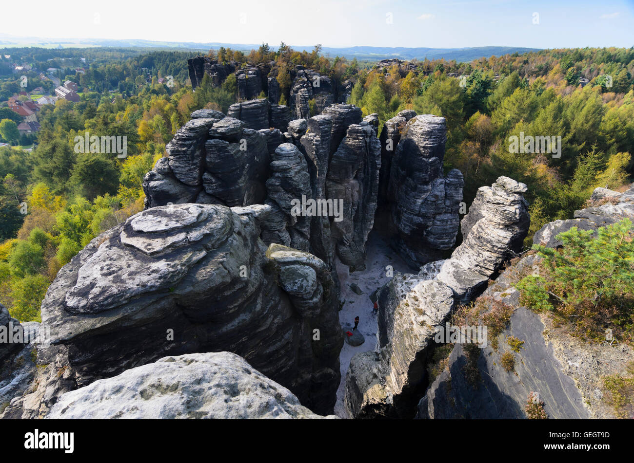 Tisá (Tissa, Tyssa) : Tisá pareti (Tiské stěny) in Svizzera boema ( České Švýcarsko ), Repubblica Ceca Ustecky, Aussiger ri Foto Stock