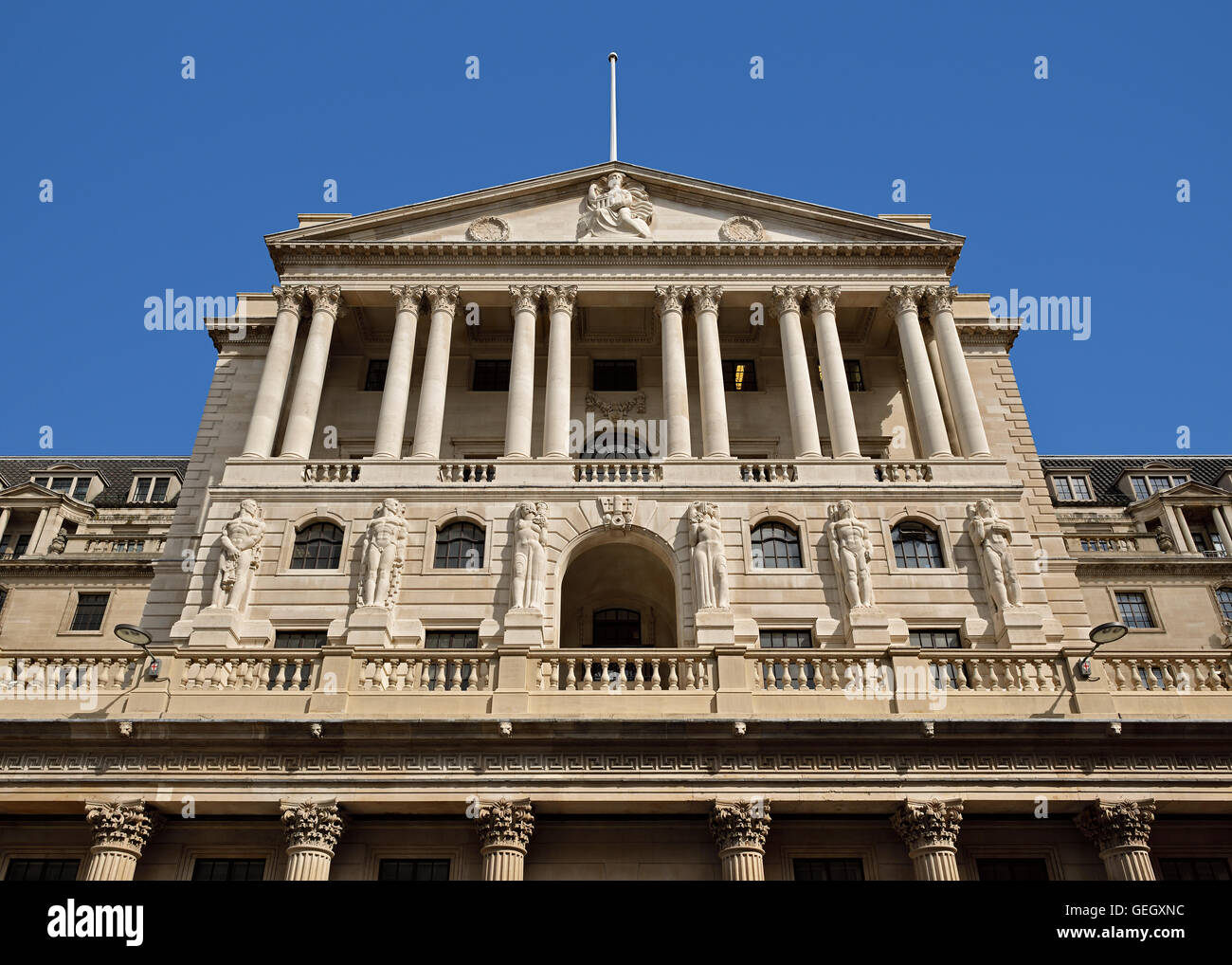 La Bank of England, Threadneedle Street, Londra, Inghilterra, Regno Unito. Foto Stock