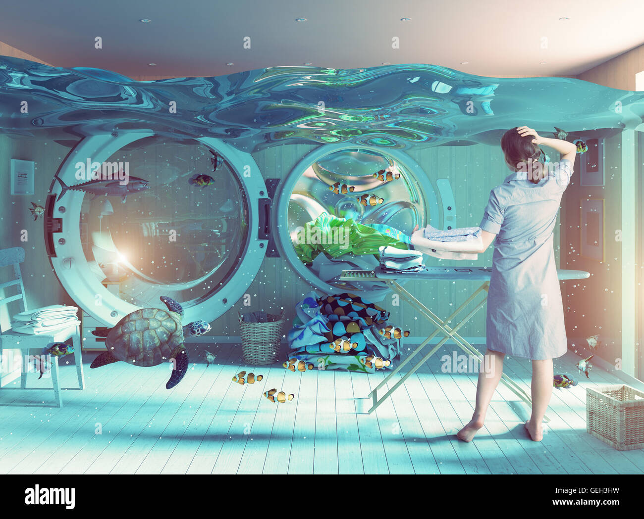 La casalinga di sogni. Concetto creativo. Combinazione di foto Foto Stock