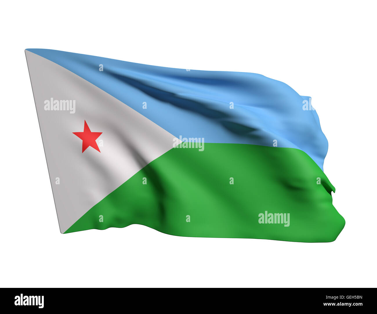 3D rendering di Gibuti bandiera sventola Foto Stock