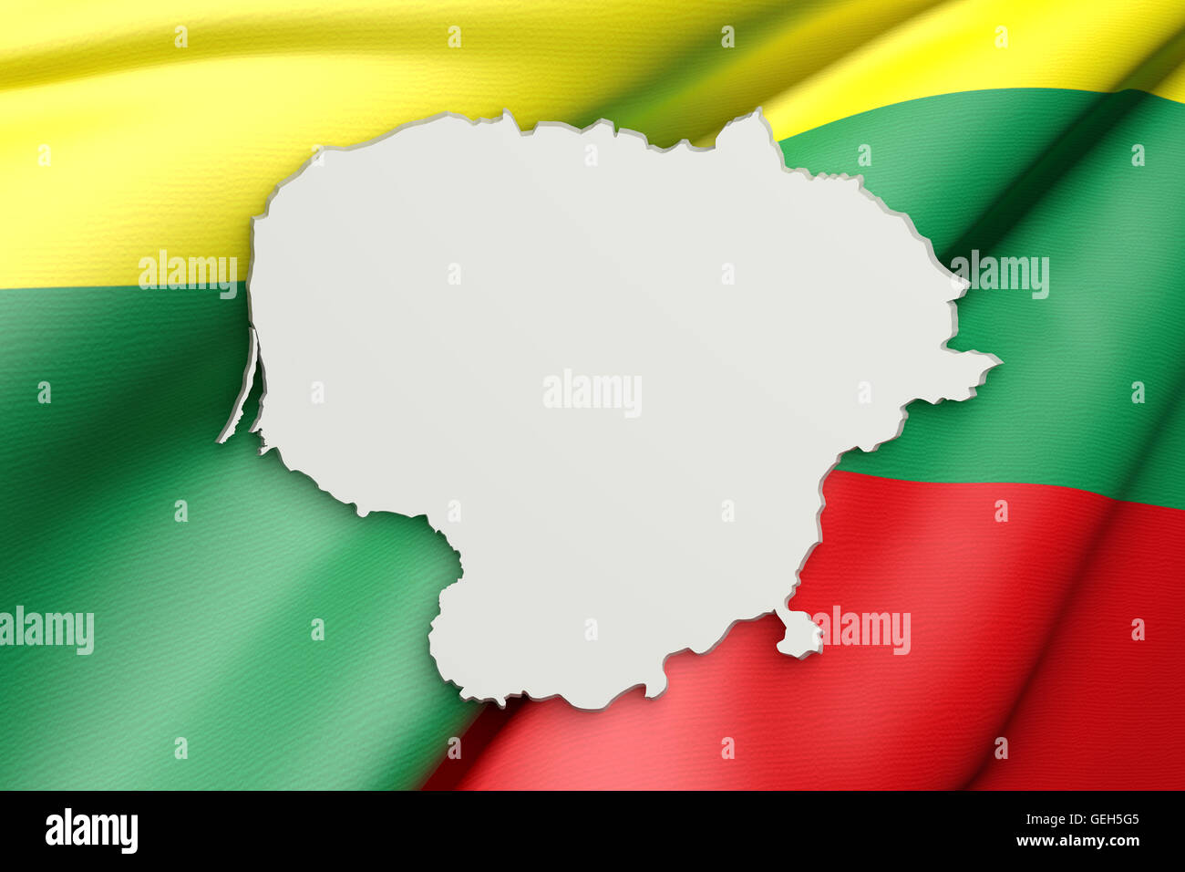 3D rendering di Lituania mappa e bandiera su sfondo. Foto Stock