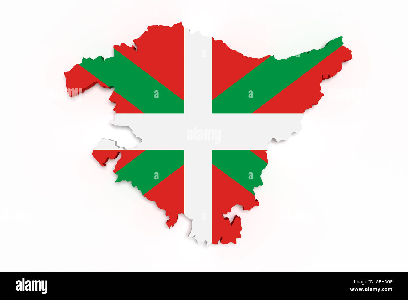 3D rendering della mappa del Paese Basco con bandiera. Foto Stock