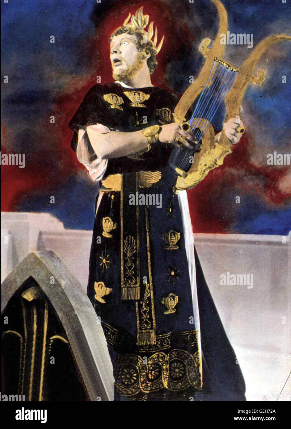 Peter Ustinov Kaiser nero (Peter Ustinov) beschliesst, Rom niederzubrennen, um eine Stadt nach seinem Geschmack aufzubauen. *** Caption locale *** 1951, Quo Vadis Quo Vadis Foto Stock