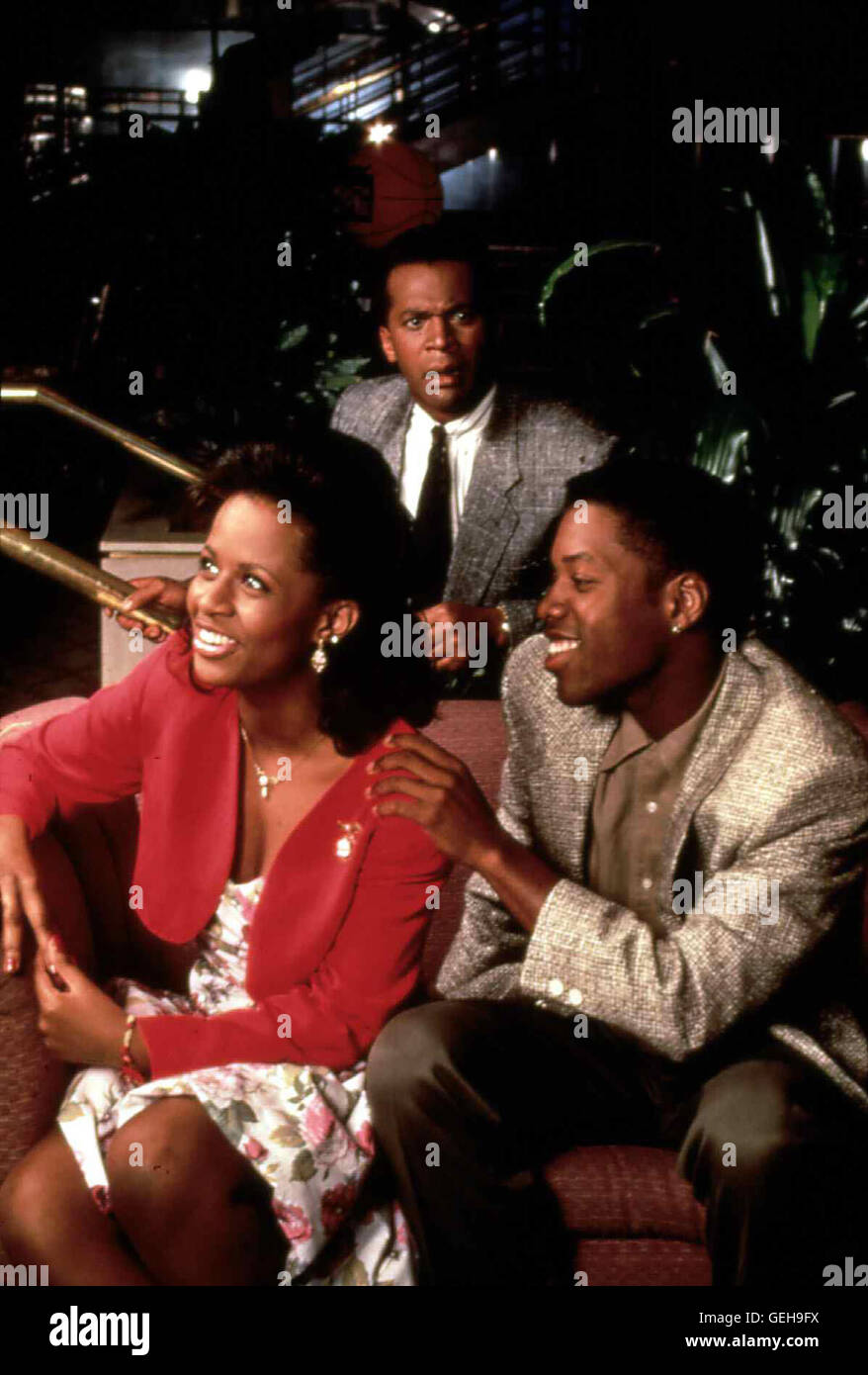 Tempest Bledsoe, Clifton Davis, Kadeem Hardison Bill (Clifton Davis,m) folgt Dani (Tempestt Bledsoe) und Jim (Kadennm Hardison,r) auf Schritt und Tritt. *** Caption locale *** 1989, data da sogno, data da sogno Foto Stock