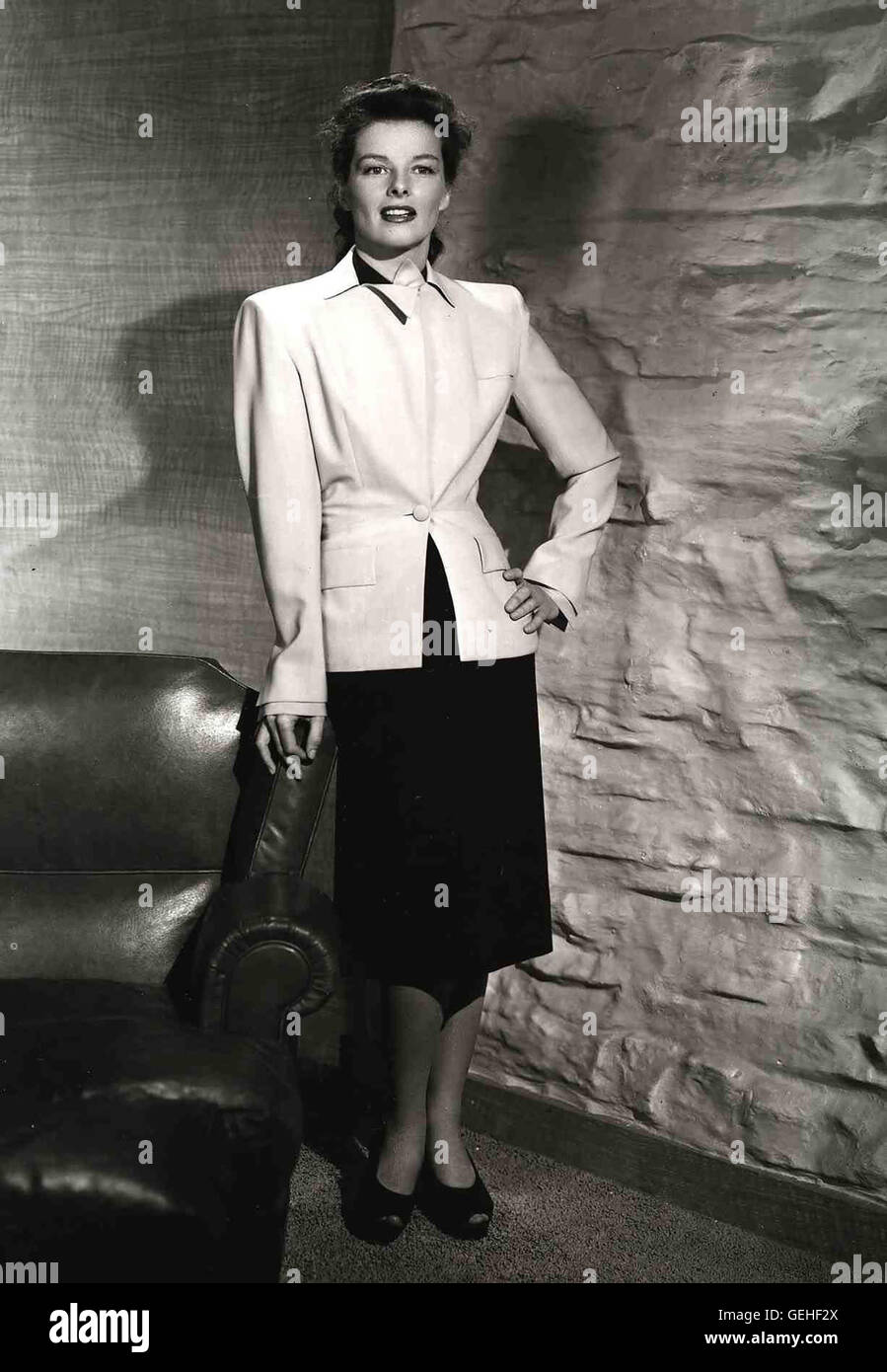 Katharine Hepburn ritratto, ca. 1949., 1940er, 1940s, film di Star, modalità, moda, ritratto, Hepburn, Katharine Foto Stock