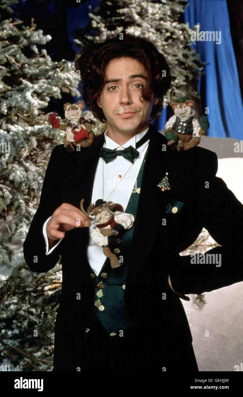 Robert Downey Jr. Der exzentrische Sig. Willowby (Robert Downey Jr.) ist besessen davon, den schönsten Weihnachtsbaum der Welt zu finden. *** Caption locale *** 1995, il sig. Willowby albero di Natale, Die Muppets Unterm Weihnachtsbaum Foto Stock