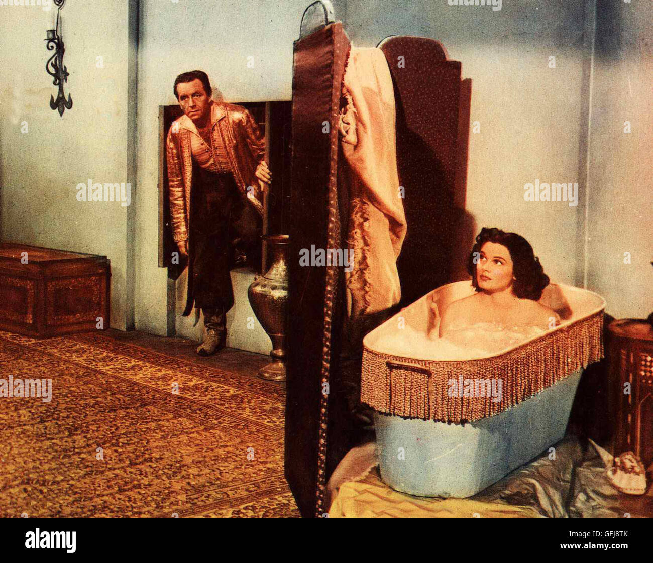 Paul Henreid, Patricia Medina.Caption locale *** 1953, Sirena di Bagdad, Zaubermaechte Des orienta Foto Stock