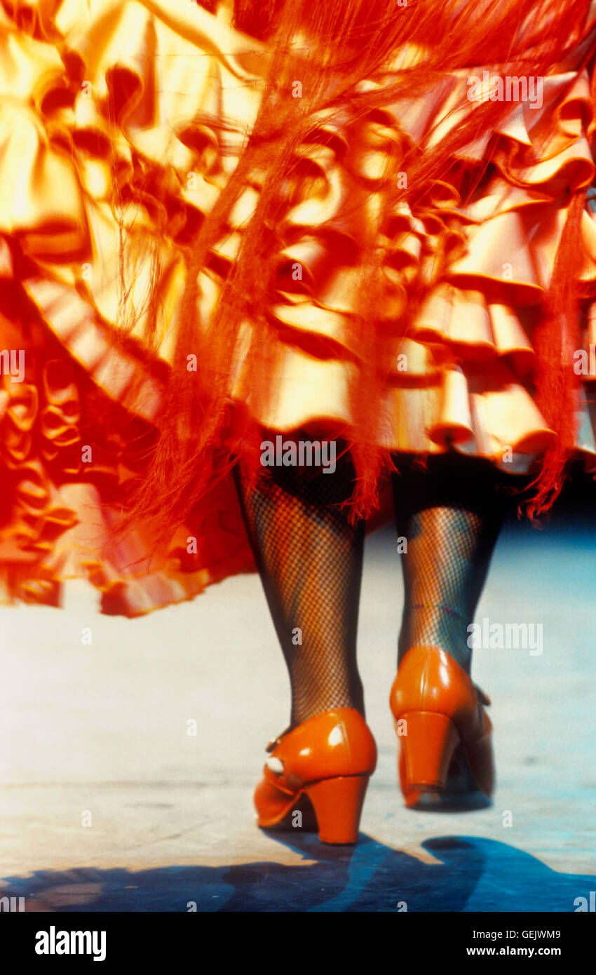 Dettaglio della ballerina di Flamenco.Cueva de María la Canastera.Sacromonte trimestre. Granada, Andalusia, Spagna Foto Stock