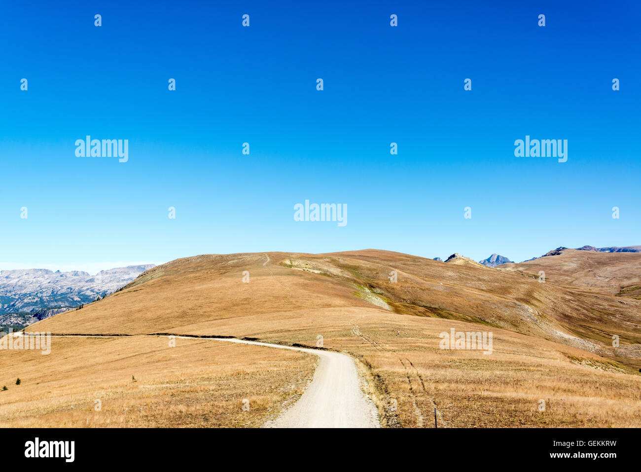 Strada sterrata sulla strada per la Creta Butte viewpoint appena al di fuori del Parco Nazionale di Yellowstone Foto Stock