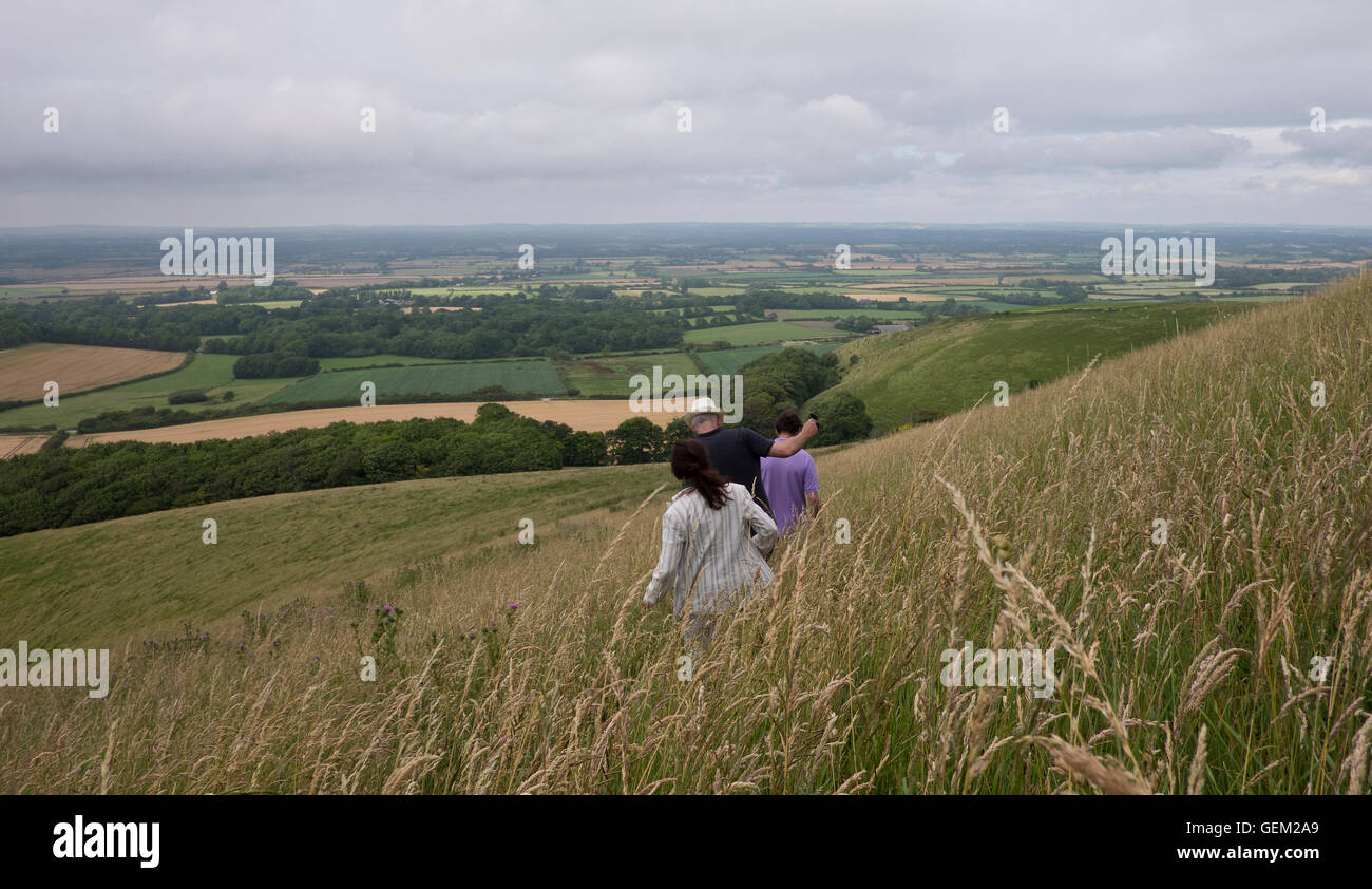 Walkers nel South Downs east sussex England Foto Stock