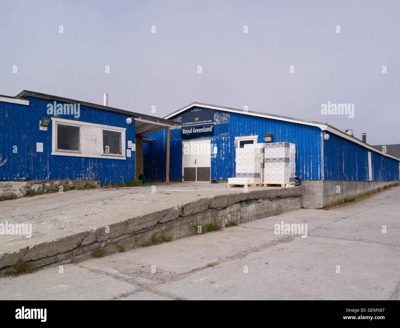 Royal pesce della Groenlandia Itilleq fabbrica Groenlandia occidentale una piccola comunità di pesca su un isola offshore sulle rive dello Stretto di Davis Qeqqata comune Foto Stock