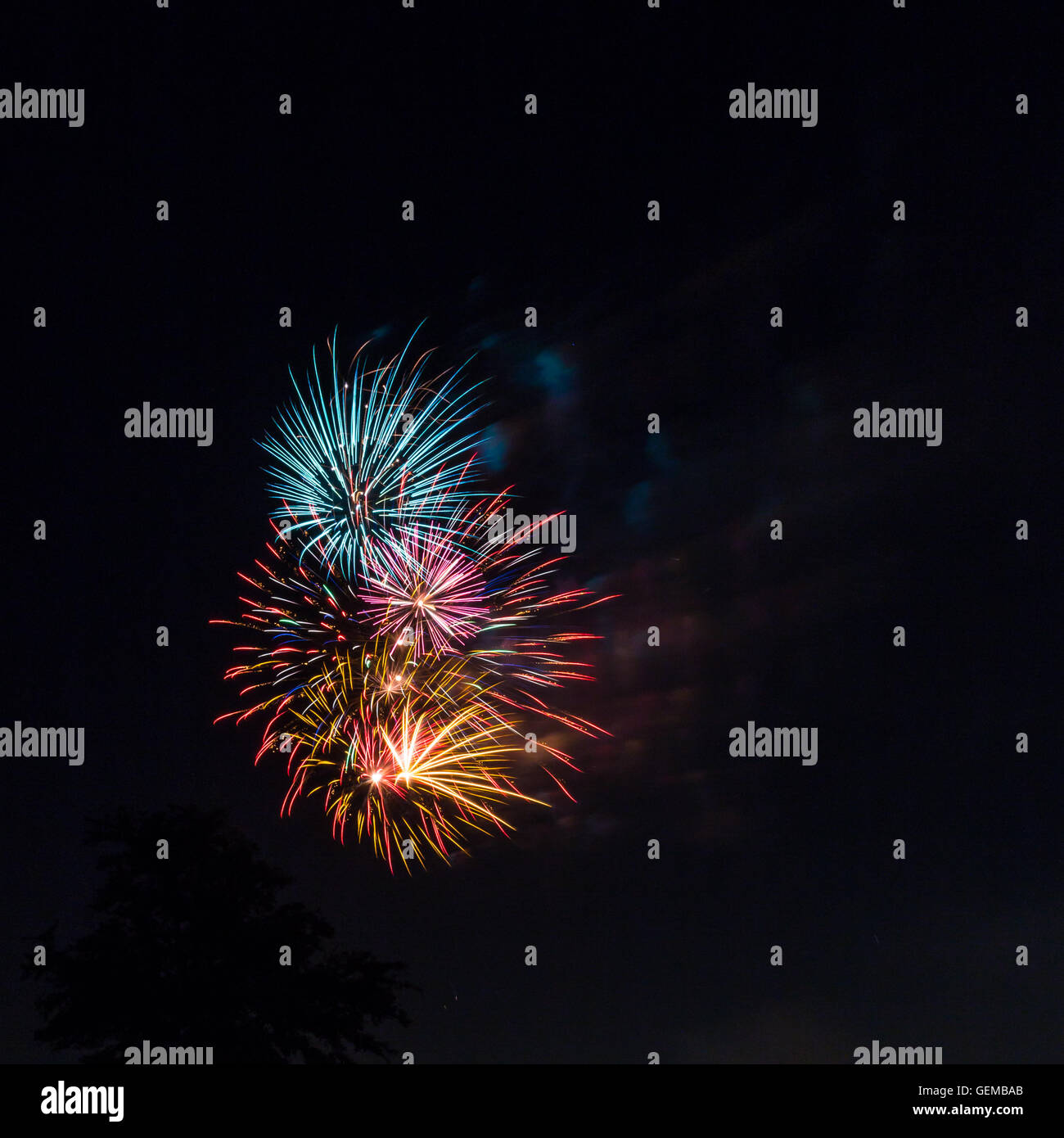 Quarto di luglio fuochi d'artificio Foto Stock