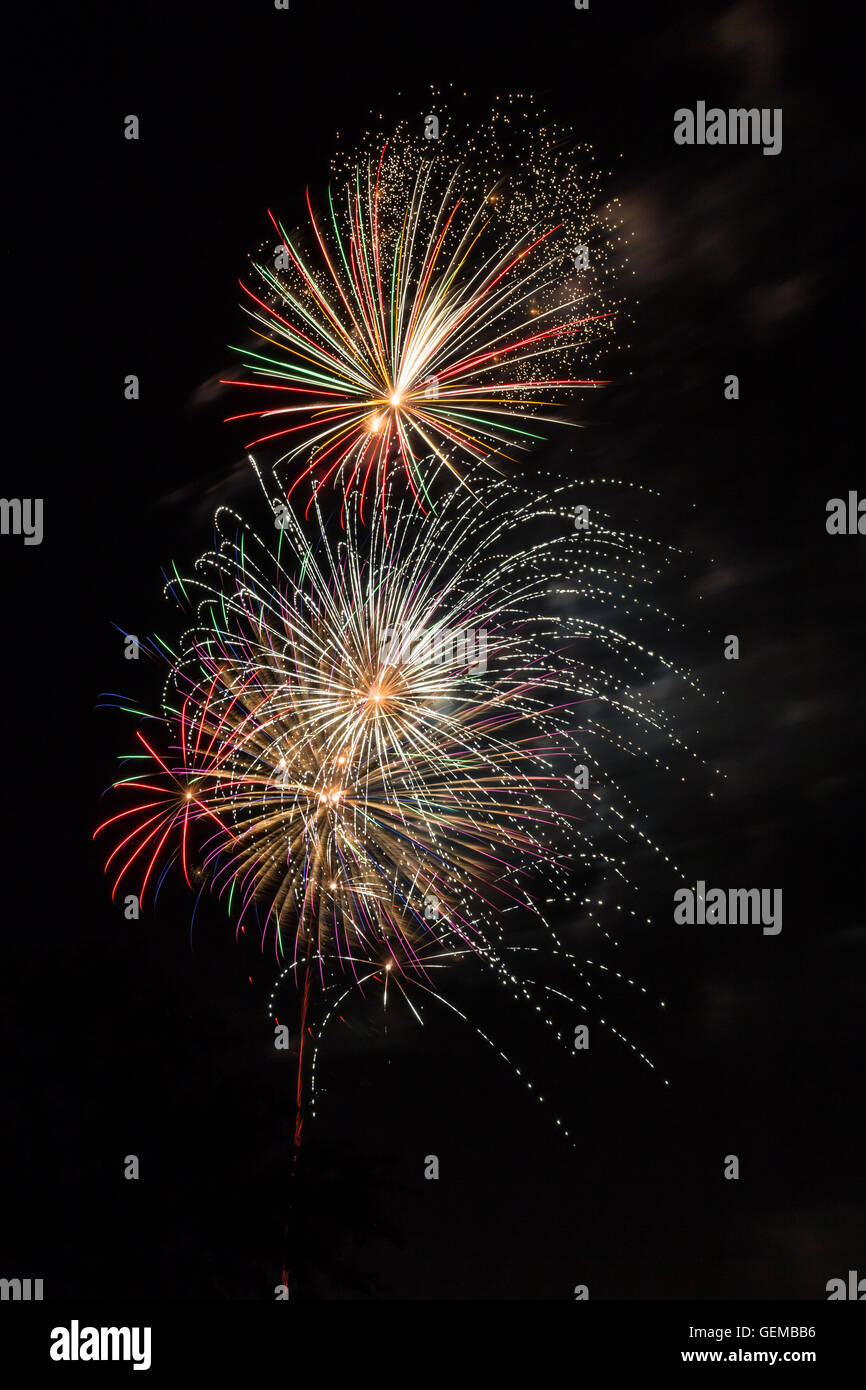 Quarto di luglio fuochi d'artificio Foto Stock