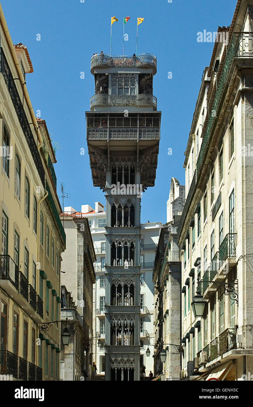 Elevador de Santa Justa o Elevador do Carmo. Lisboa. Portogallo Foto Stock