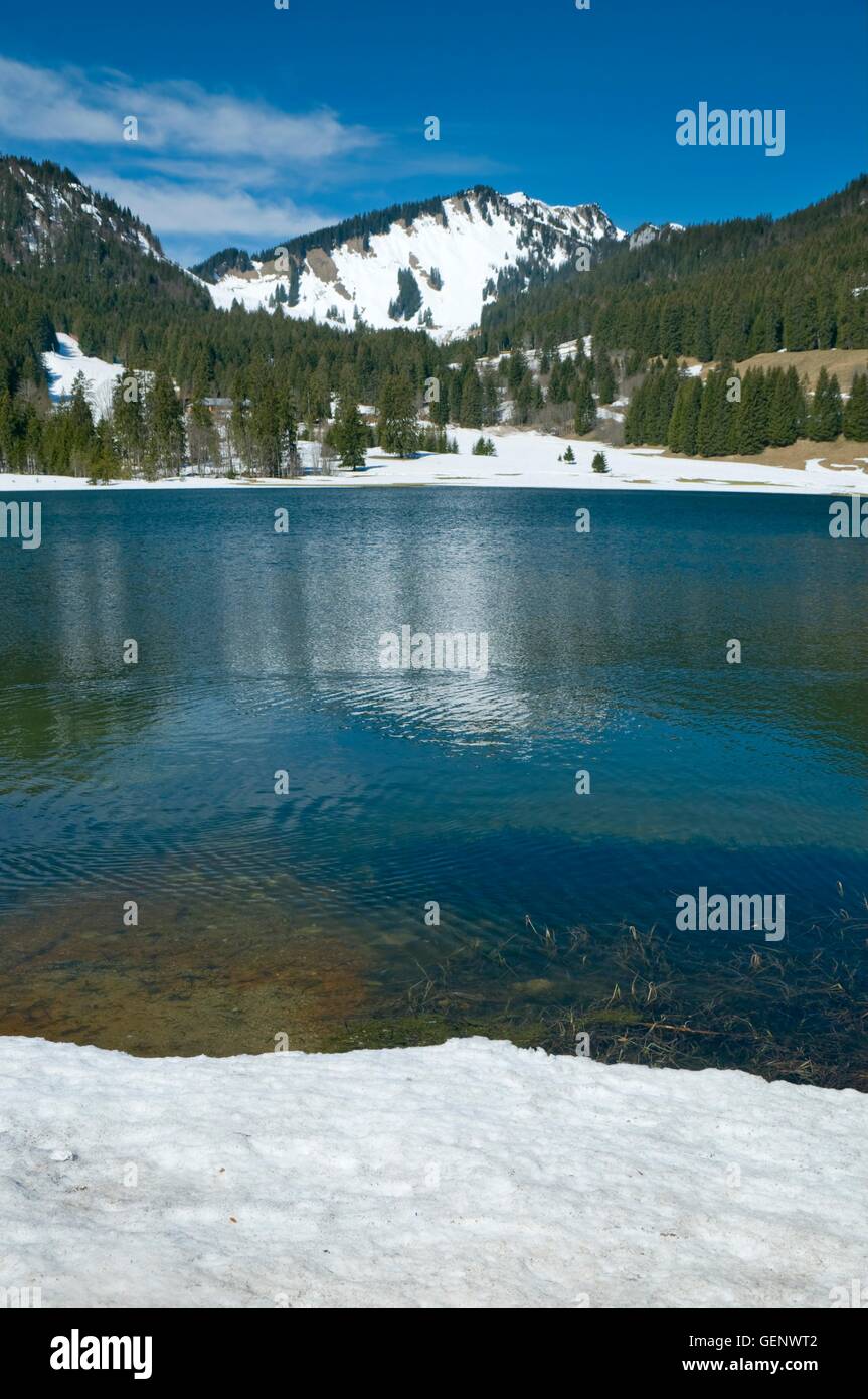 Il lago di Spitzing (Spitzingsee), Stuempfling, Bodenschneid Foto Stock