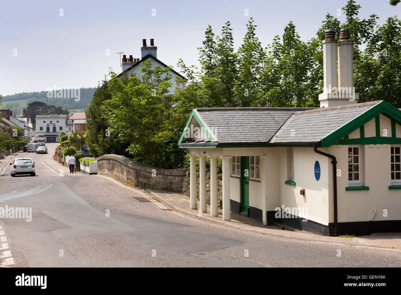 Regno Unito, Inghilterra, Devon, Sidmouth, Salcombe Road, fiume vecchio Sid ponte a pedaggio Byes House Foto Stock