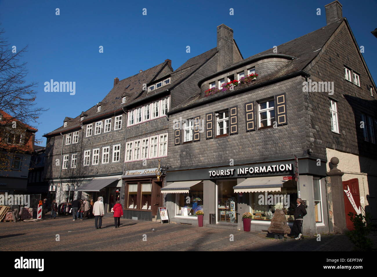 Geografia / viaggi, Germania, Bassa Sassonia, Montagne Harz, Goslar, mercato, informazioni turistiche, Foto Stock