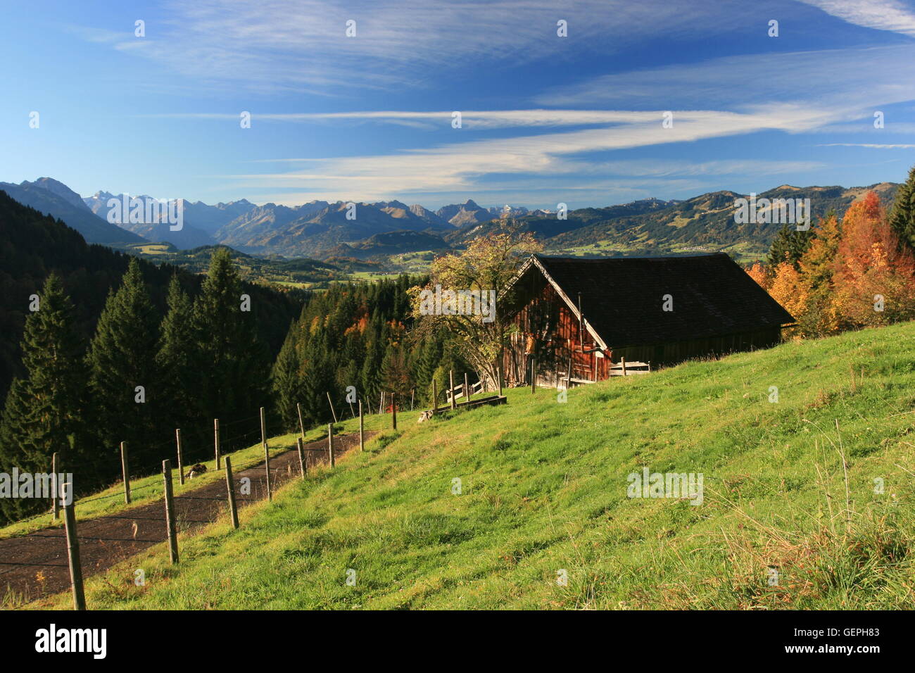 Geografia / viaggi, in Germania, in Baviera, Allgaeu, Superiore Allgaeu, Iller Valley, vicino a Sonthofen in Algovia orientale delle Alpi, capanna, No-Coffee-Table-Book-Uso: Allgäu Foto Stock