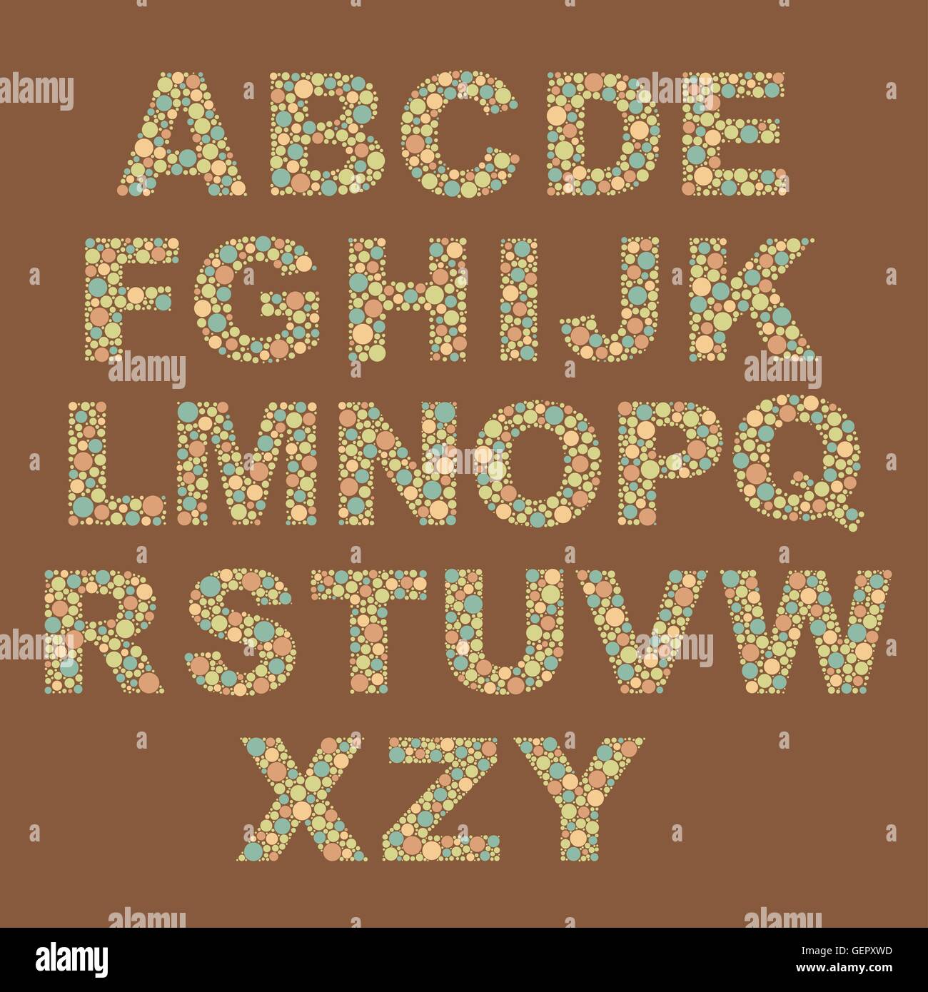 Set di daltonici stile font. Test di Ishihara concetto. Illustrazione Vettoriale