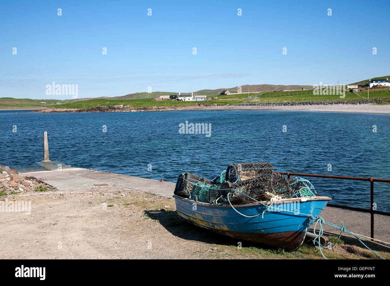 Vista del Neap del promontorio Melby da Melby, Continentale, le isole Shetland, Scotland, Regno Unito Foto Stock