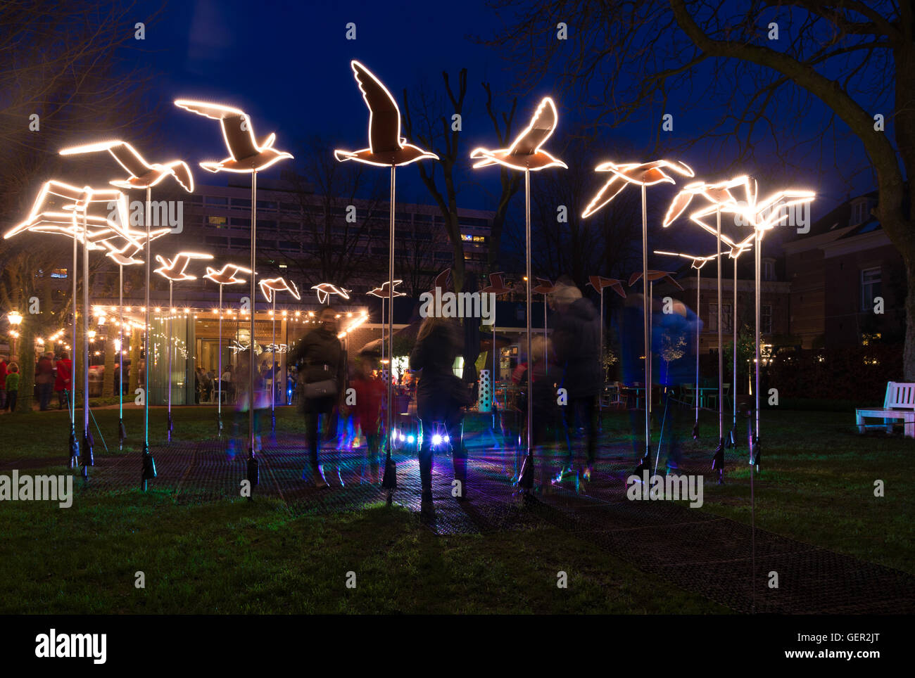 AMSTERDAM, Paesi Bassi - 26 dicembre 2015: luce di arte presso la luce di Amsterdam festival. Intorno a dicembre il centro storico di Foto Stock