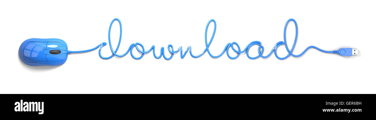 Mouse blu e il cavo a forma di download Foto Stock
