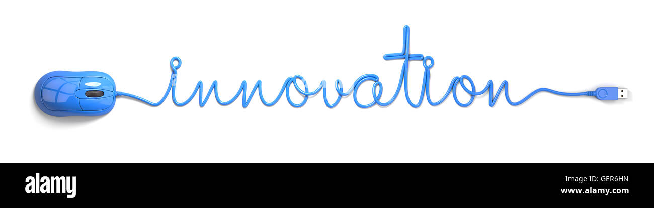 Mouse blu e il cavo a forma di innovazione Foto Stock