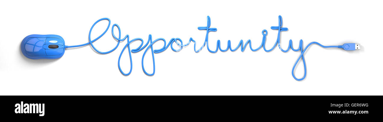Mouse blu e il cavo a forma di opportunità Foto Stock