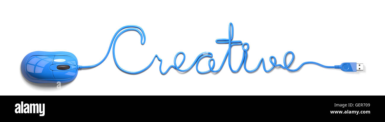Mouse blu e il cavo a forma di Creative Foto Stock